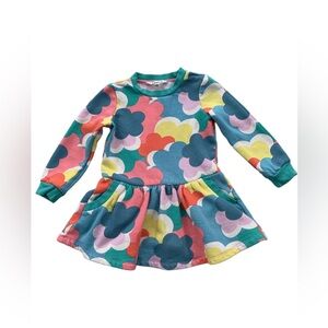 Mini Boden Size 5-6 Years Cosy Sweatshirt Dress in Multi Colorful Rainbow Clouds